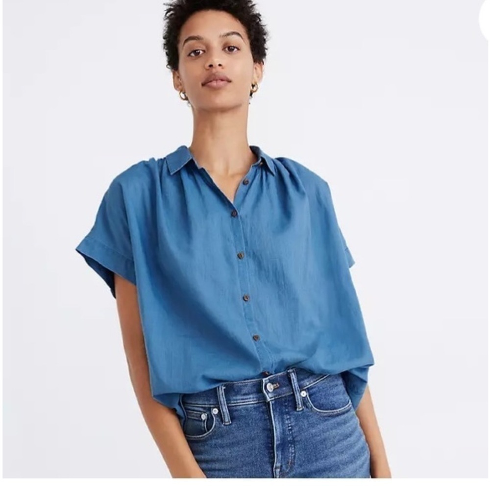 Madewell women’s Central Shirt Bright Indigo button down oversized size small - Picture 5 of 10